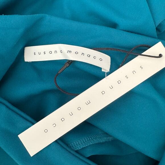 Susana Monaco Square Neck Gathered Sleeve Top in Sea Green NWT Size Medium - Picture 7 of 10